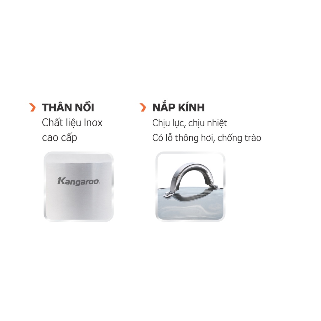 Bộ nồi Inox 3 chiếc 18/22/26cm Kangaroo KG876 5 đáy