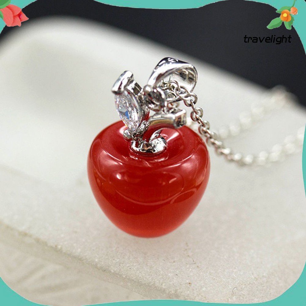 Mặt Vòng cổ Hình Quả Táo Đỏ Đính Đá Opal Thời Trang Cho Nữ