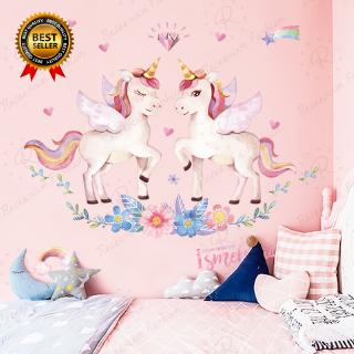 Decal dán tường hình ngựa một sừng dễ thương