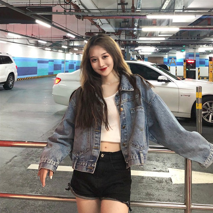 ÁO KHÓA JEANS NỮ TÚI TO ULZZANG
