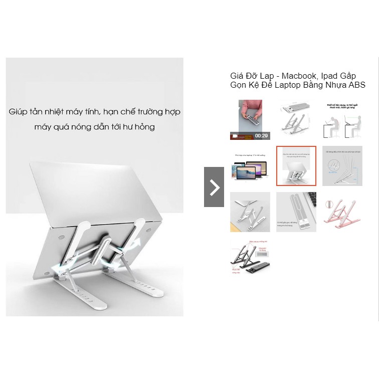 Giá đỡ laptop macbook, đế tản nhiệt laptop để bàn gấp gọn dễ dàng điều chỉnh độ cao hỗ trợ tản nhiệt