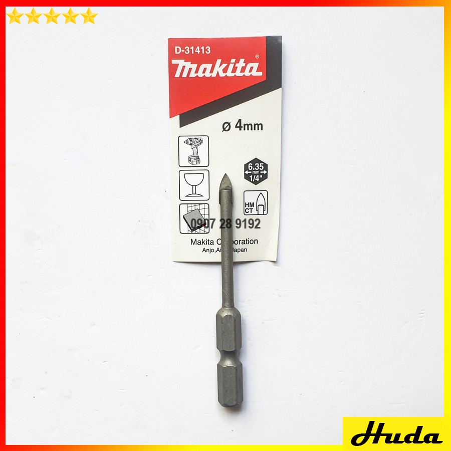 Mũi khoan gạch men thủy tinh 4mm 5mm 6mm 8mm 10mm chân chuôi lục giác Makita D31413 D31429 D31435 D31441 D31457