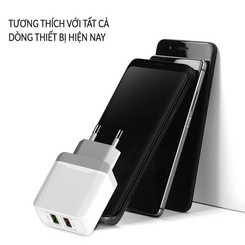 Củ sạc nhanh QC 3.0 18 W 2 cổng USB Quick charge 3.0 cho Samsung, apple iphone, xiaomi - Phụ Kiện HB