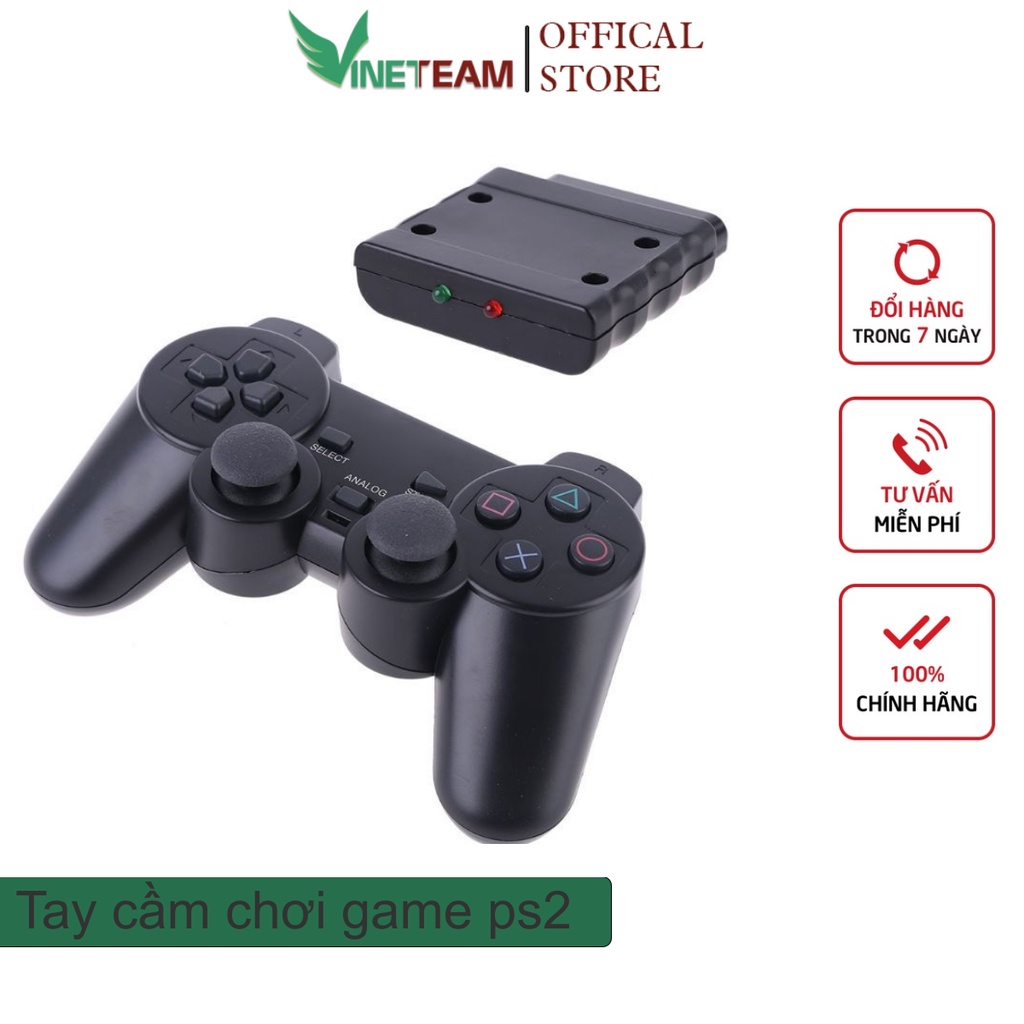 Tay cầm không dây động cơ rung điều khiển chơi game 2.4G và đầu thu cho PS2 -dc4815