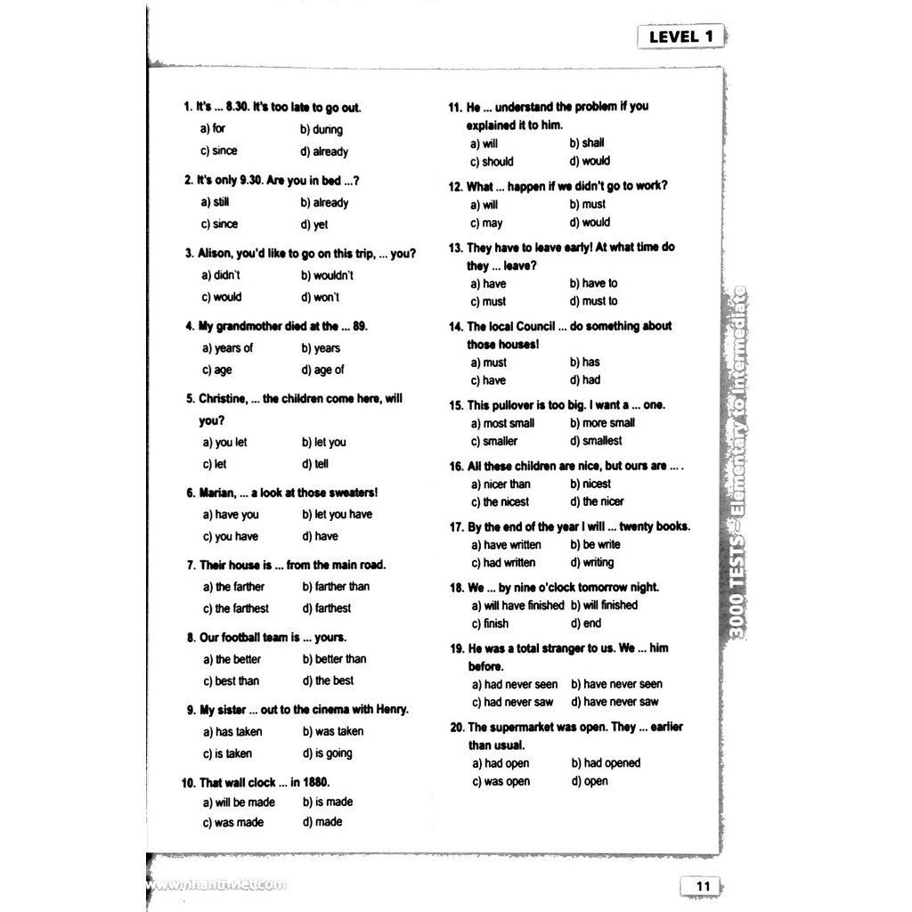 Sách 3000 Tests Elementary To Intermediate (Không CD)