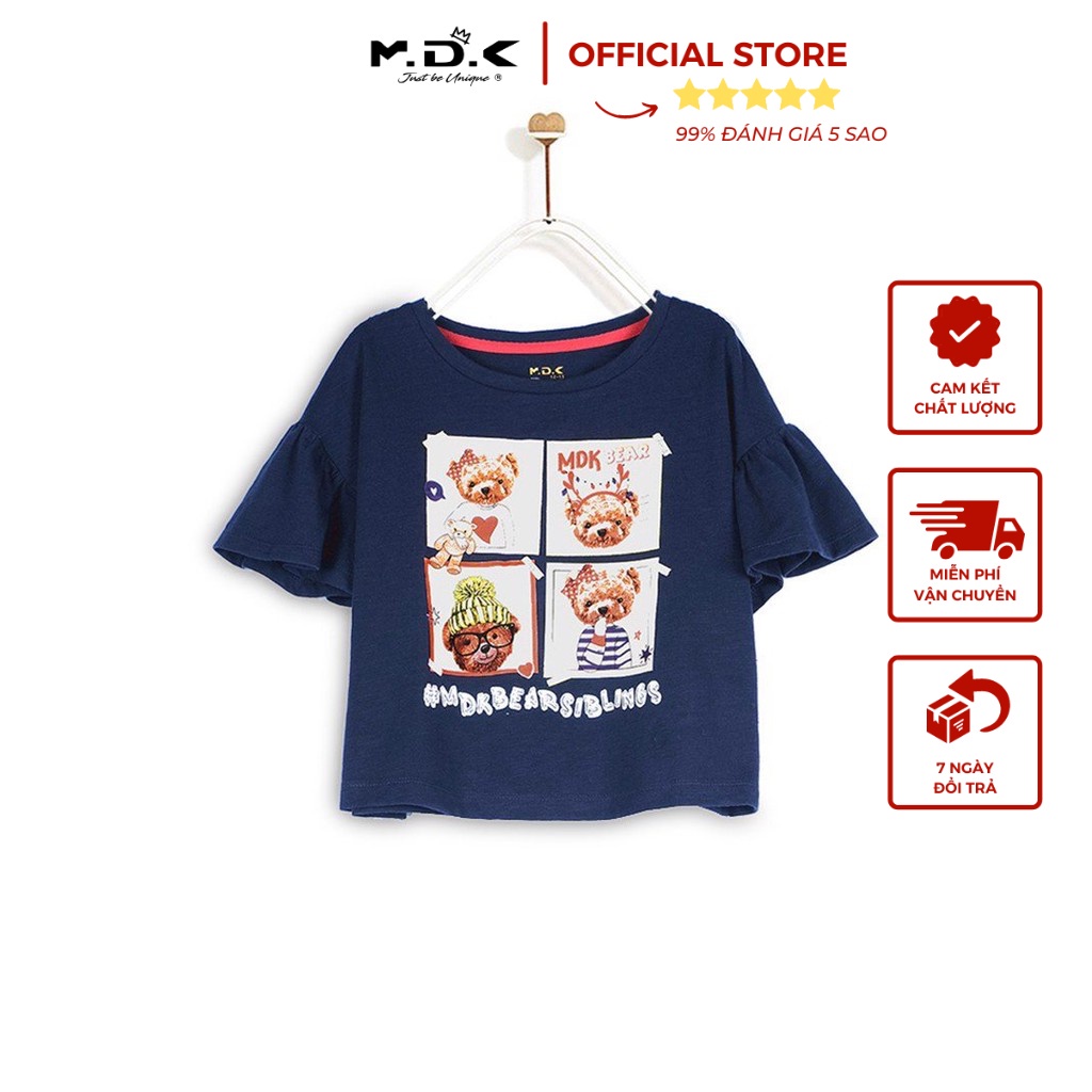 Áo Thun Bé Gái M.D.K Bear Ruffles Sleeves T-Shirt M.D.K - chất liệu cotton mềm mại, thoáng mát, thấm hút mồ hôi tốt