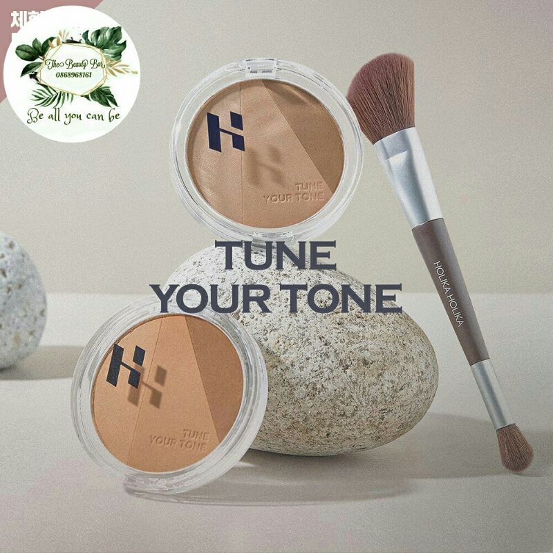 Set Cọ đánh khối + Phấn tạo khối Holika Holika Tune Your Tone 9.5g nhập khẩu Hàn Quốc.