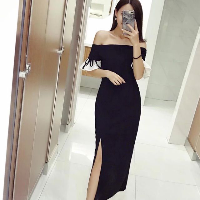 Váy đen trễ vai