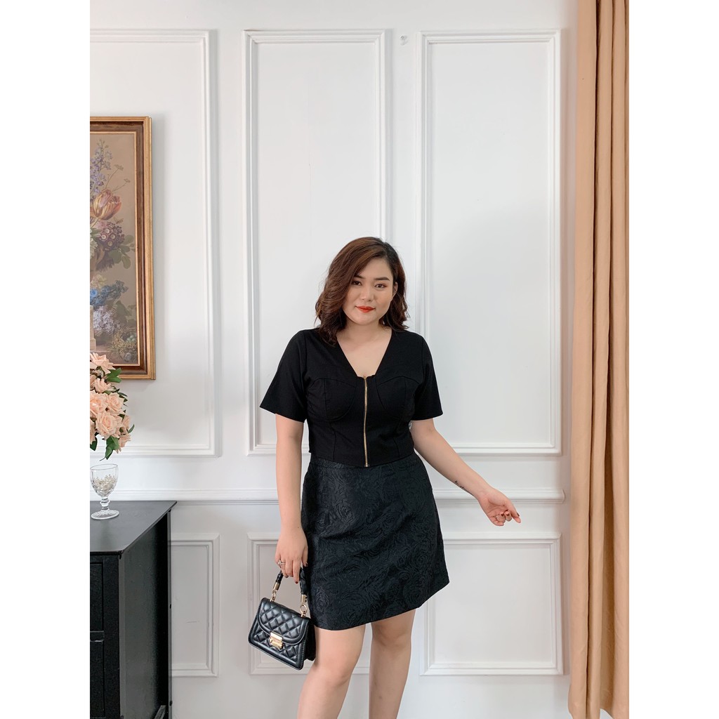 Áo croptop cắt cúp khóa dọc BIGSIZE (55kg đến 95kg) - 21SSM26 - [BUstu Bigsize]