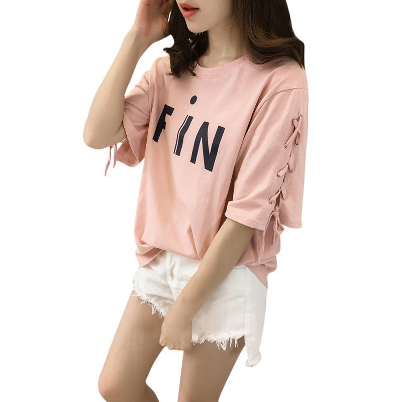 Áo thun nữ tay lửng thắt dây phong cách Hàn Quốc