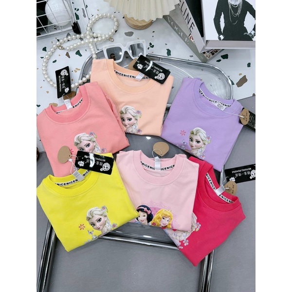 (jean baby) Áo da cá dài tay hàng qc in hình công chúa cho bé gái (15-25kg)