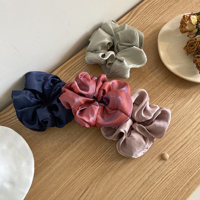 Dây buộc tóc vải satin màu trơn chất lượng cao (Hair Scrunchies)