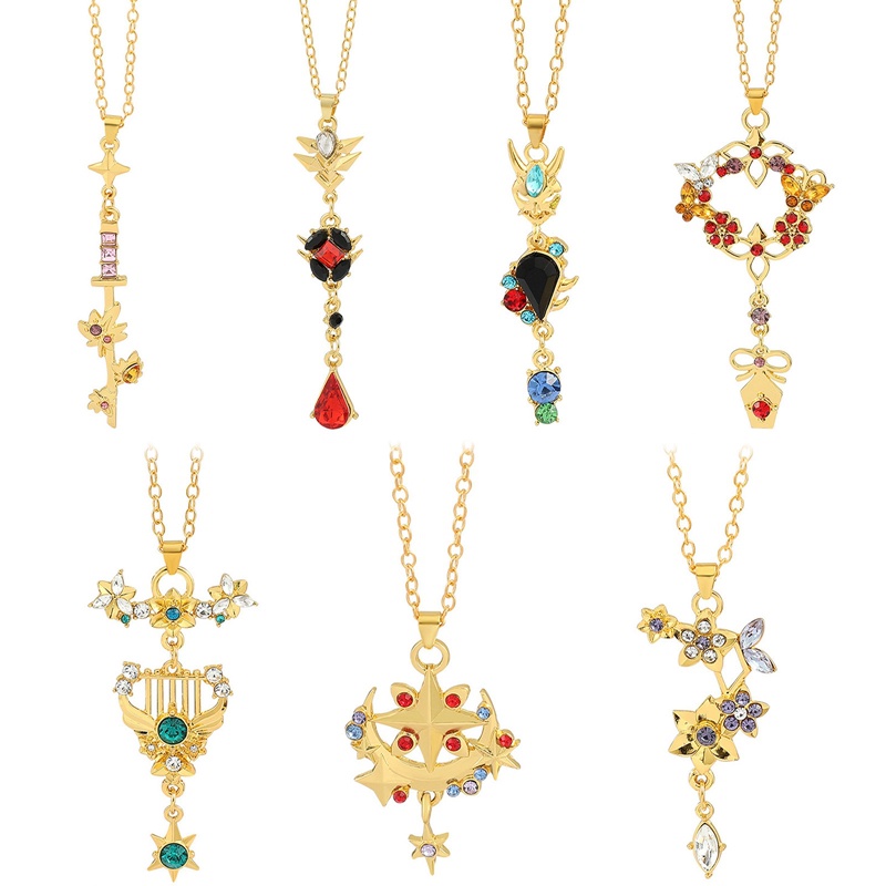 The new game anime Genshin Impact god all-match Wendy carved Qingji Mona Zhongli cartoon same necklace female