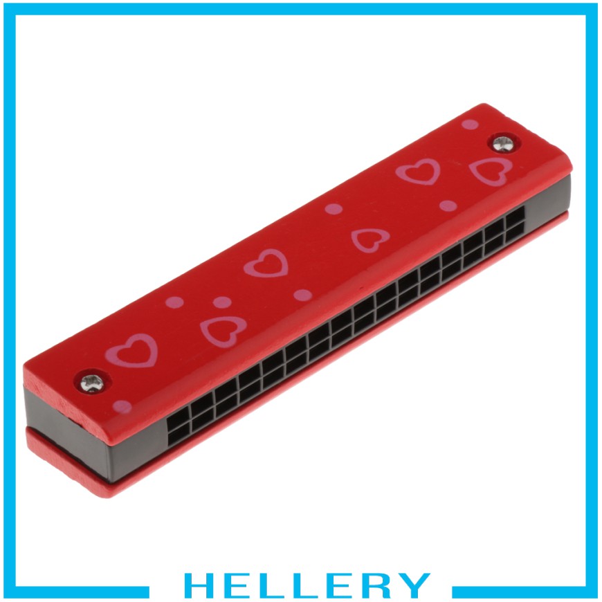 Kèn Harmonicas Gỗ Hai Hàng Họa Tiết Trái Tim Hoạt Hình Cho Bé