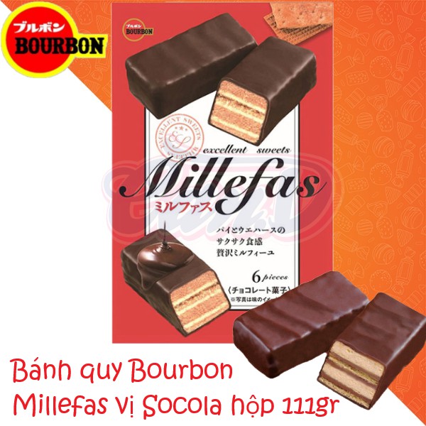 Bánh quy Bourbon Millefas vị Socola hộp 111gr