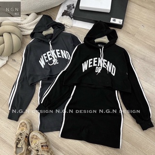 Set váy body kèm áo croptop weekend