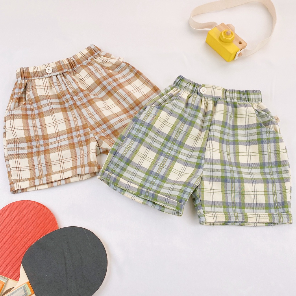 Quần Short Đùi Cho Bé Trai Caro Vintage Size Từ 1-4 Tuổi MINTSCLOSET Mint's Closet - QR8615