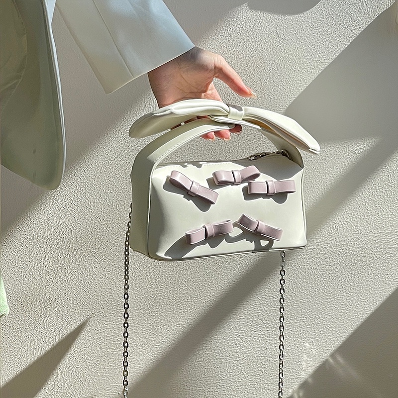 Túi xách IELGY đính nơ màu tương phản phong cách Hàn Quốc thời trang dễ thương cho nữ