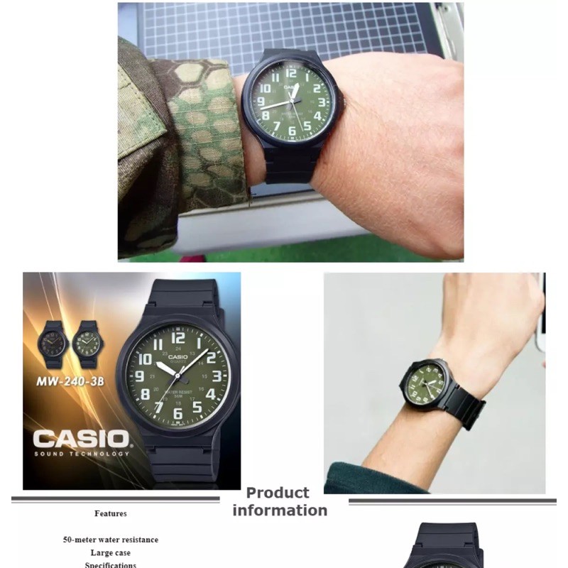 Đồng hồ nam dây nhựa Casio chính hãng Anh Khuê MW-240-3BVDF