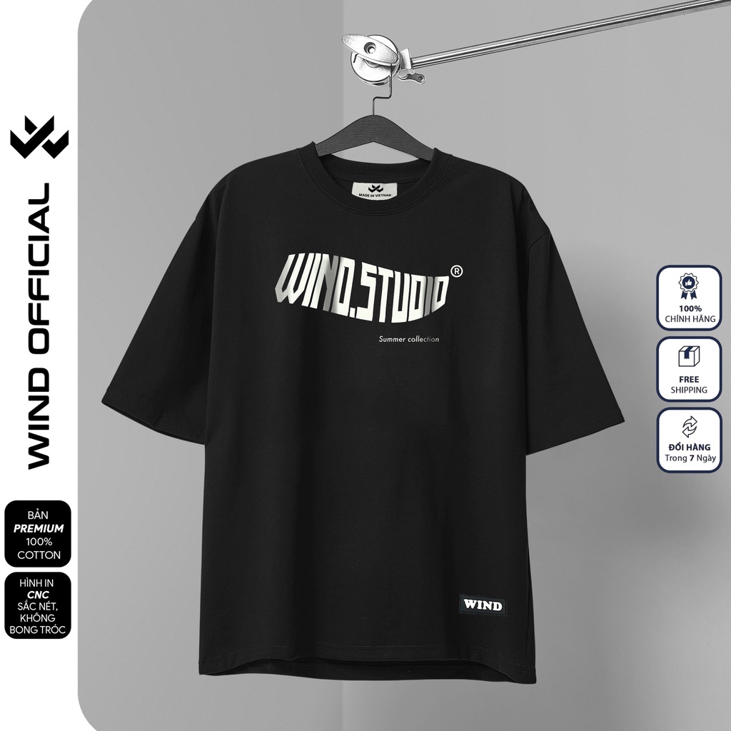 Áo thun tay lỡ form rộng WIND phông unisex 65% cotton Studio nam nữ oversize