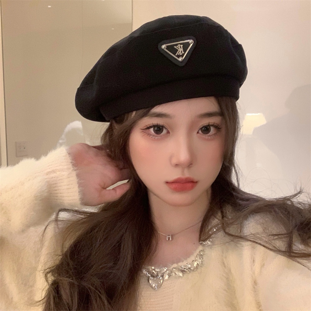 Mũ Beret Hình Tam Giác Thời Trang Dễ Phối Đồ Cho Nữ
