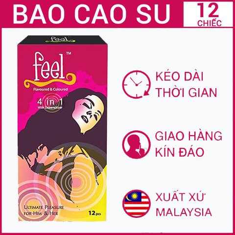 Combo 2 Hộp Bao Cao Su  Kéo Dài Thời Gian Feel 4 In 1 Gai Nỗi 24 BCS