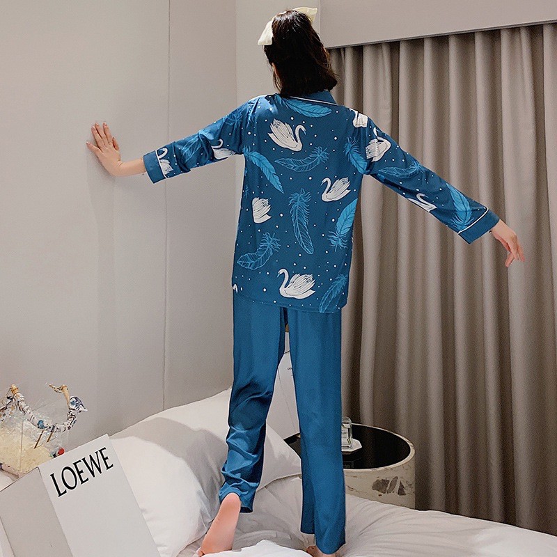 Bộ Pizama tay dài hình hạt lụa QC Cao Cấp Y075