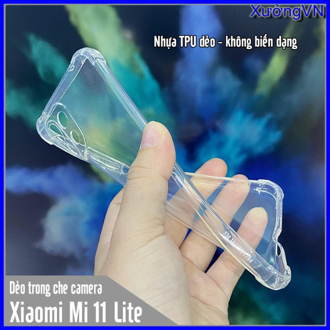 Ốp lưng silicon chống va đập trong suốt Xiaomi Mi 11 Lite