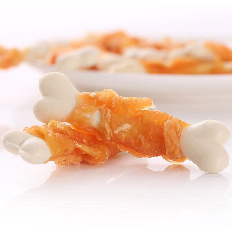 Snack ăn vặt cho chó thịt gà sấy khô, thịt gà quấn xương sữa Taotaopet - gói 100g