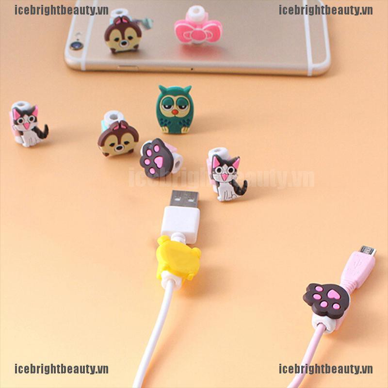 4 Phụ Kiện Bảo Vệ Đầu Dây Cáp Hình Hoạt Hình Đáng Yêu