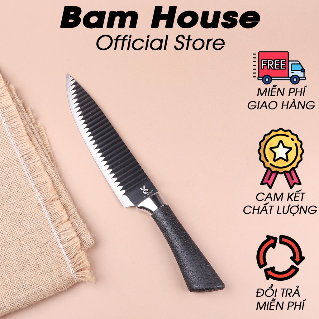 Dao bếp Nhật Bản Bam House loại 1 lưỡi thép siêu bén và cán cao su cao cấp mũi nhọn DGSN02 – Gia dụng bếp