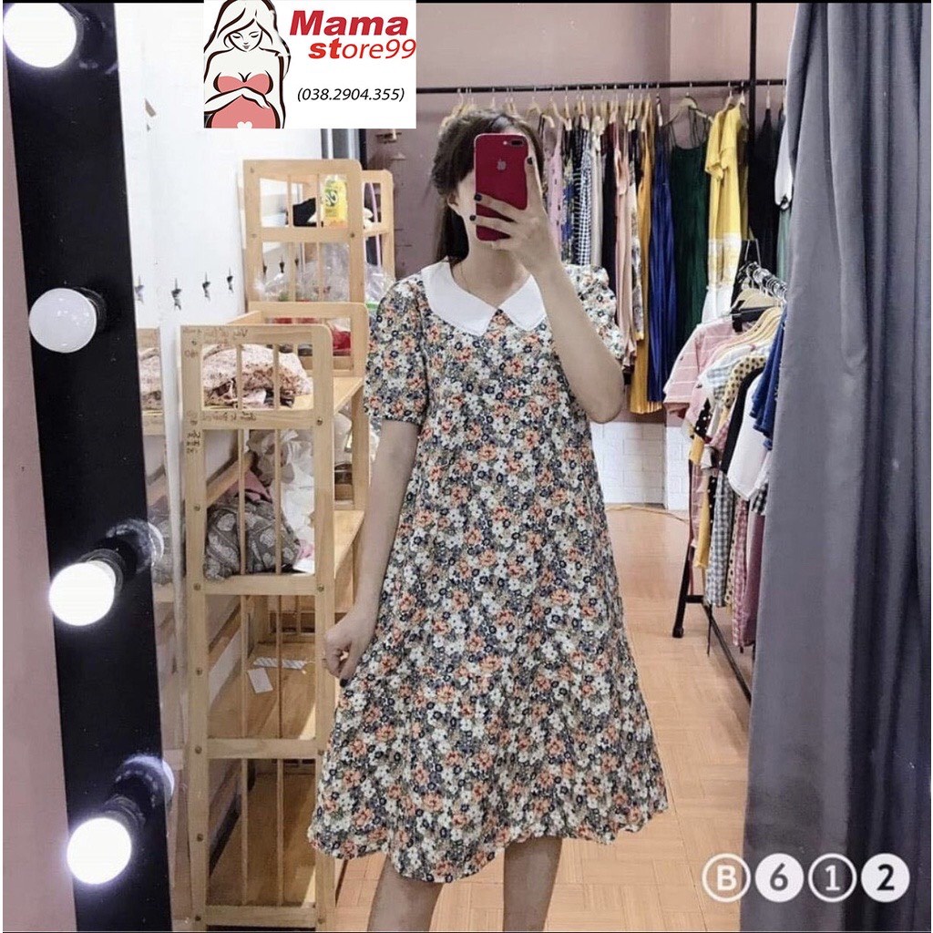 Đầm bầu hoa nhí dáng xòe mặc đi làm đi chơi