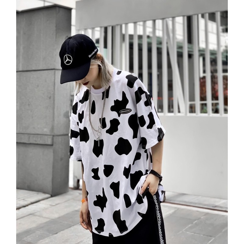[Rẻ Vô Địch] Áo thun cotton tay lỡ Unisex -- ÁO Loang Bò Sữa LOGO TAY LỠ Dáng Dài --Bống Store | BigBuy360 - bigbuy360.vn