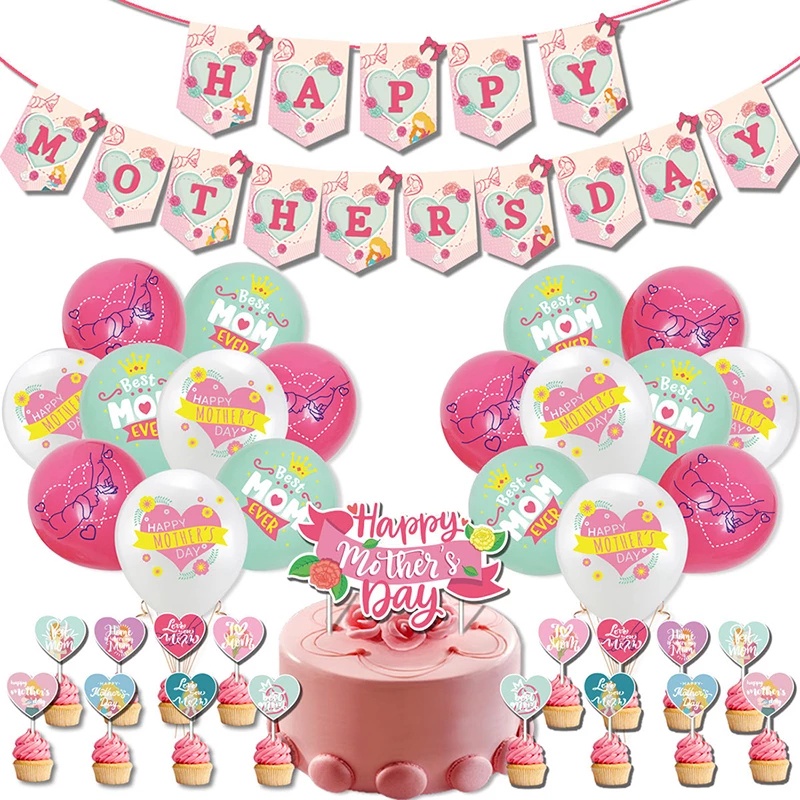 Bong Bóng 12/18inch Chữ "I Love You / Mom" Dùng Để Trang Trí Tiệc Sinh Nhật