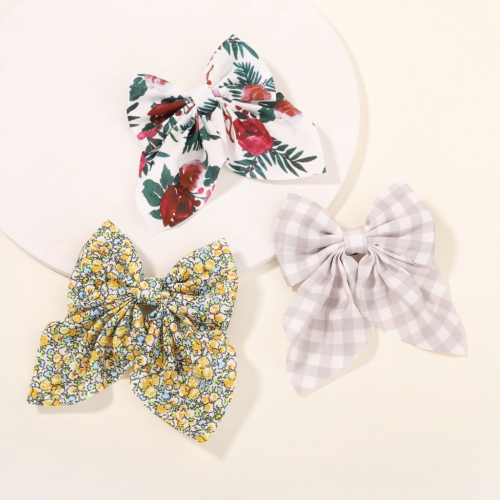 KIDSBOWS Kẹp Tóc Nơ 5 Inch Vải Lanh Cotton In Họa Tiết Hoa Xinh Xắn Thời Trang Cho Nữ