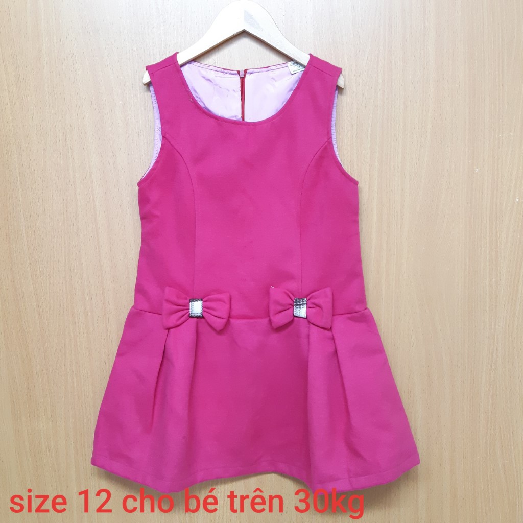 DG79-VT-02 - Váy sát nách bé gái , màu hồng , đính nơ ở giữa hông , made in Việt Nam.