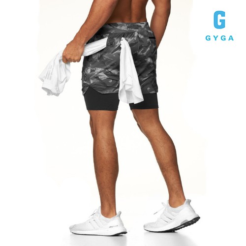 Quần short tập gym nam 2 lớp thể thao chạy bộ GYGA