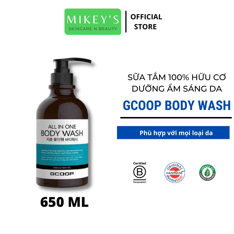 Sữa tắm DƯỠNG ẨM TRẮNG DA GCOOP Mikeybeauty92 Hàn Quốc chiết xuất thiên nhiên 100% (650 ml)