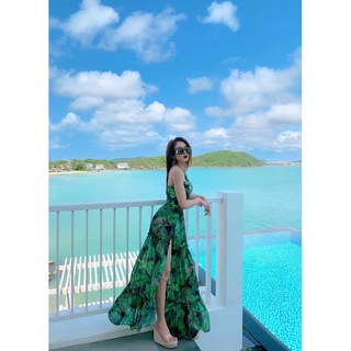 bikini lệch vai kèm chân váy maxi