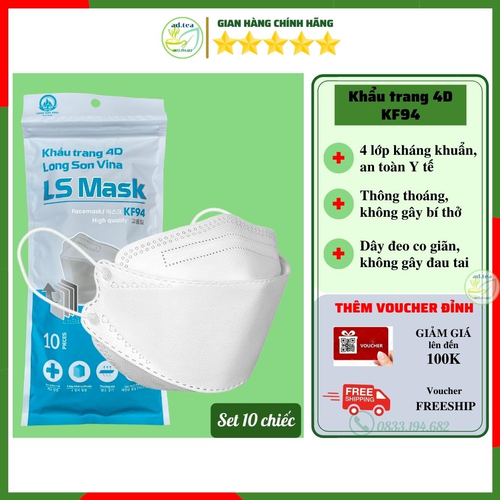 Set 10 Chiếc Khẩu Trang 4 Lớp KF94 LS MASK Chống Bụi Mịn Và Kháng Khuẩn Hàng Cao Cấp