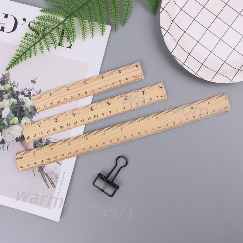 Thước Đo Bằng Gỗ Hai Mặt 15cm 20cm 30cm Cho Học Sinh / Trường Học