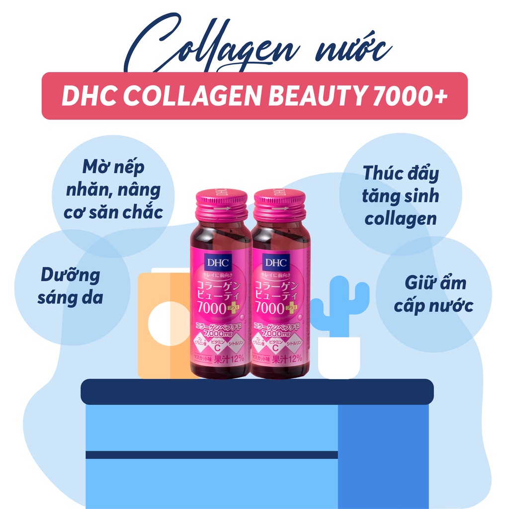 Collagen dạng nước DHC Collagen Beauty 7000 Plus 1 hộp 10 lọ 50ml