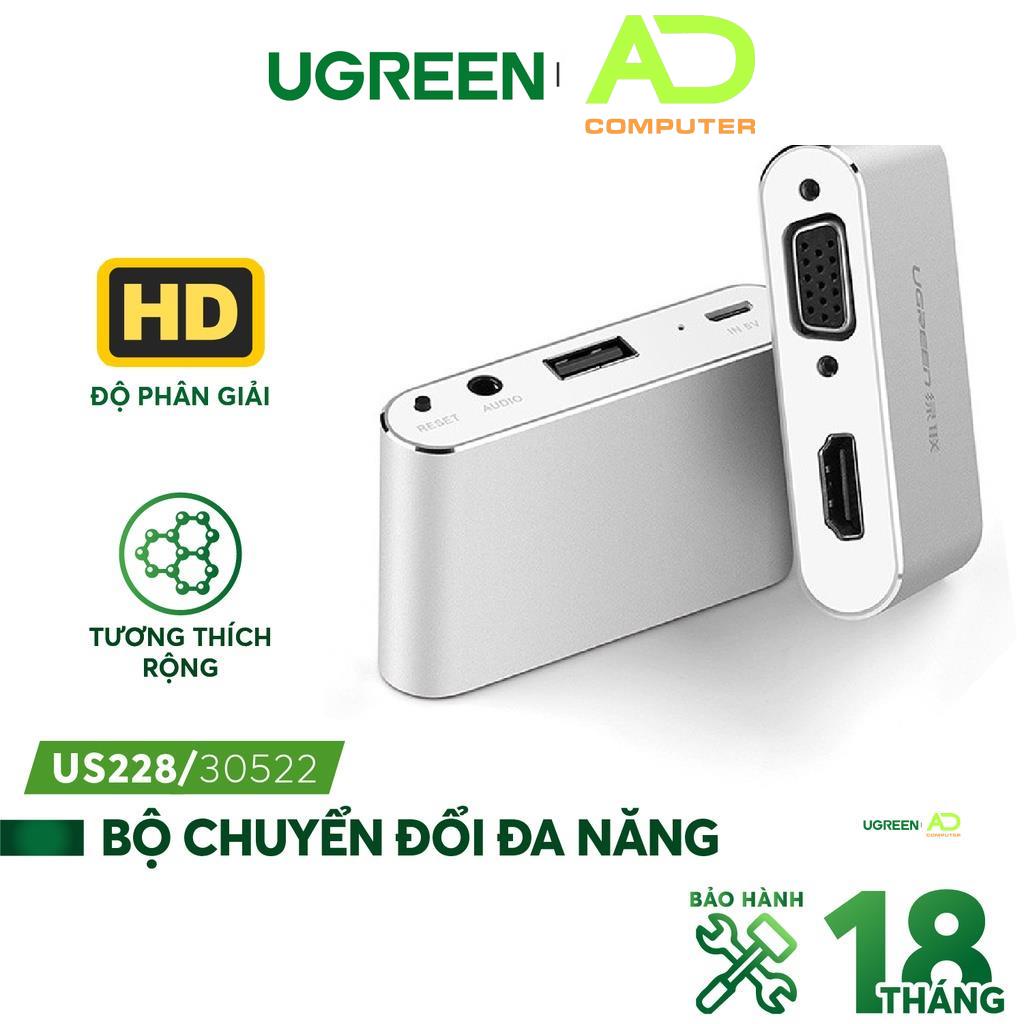 Bộ chuyển đổi đa năng UGREEN US228 Lightning, Micro USB, Type-C sang HDMI và VGA - Hàng phân phối chính hãng