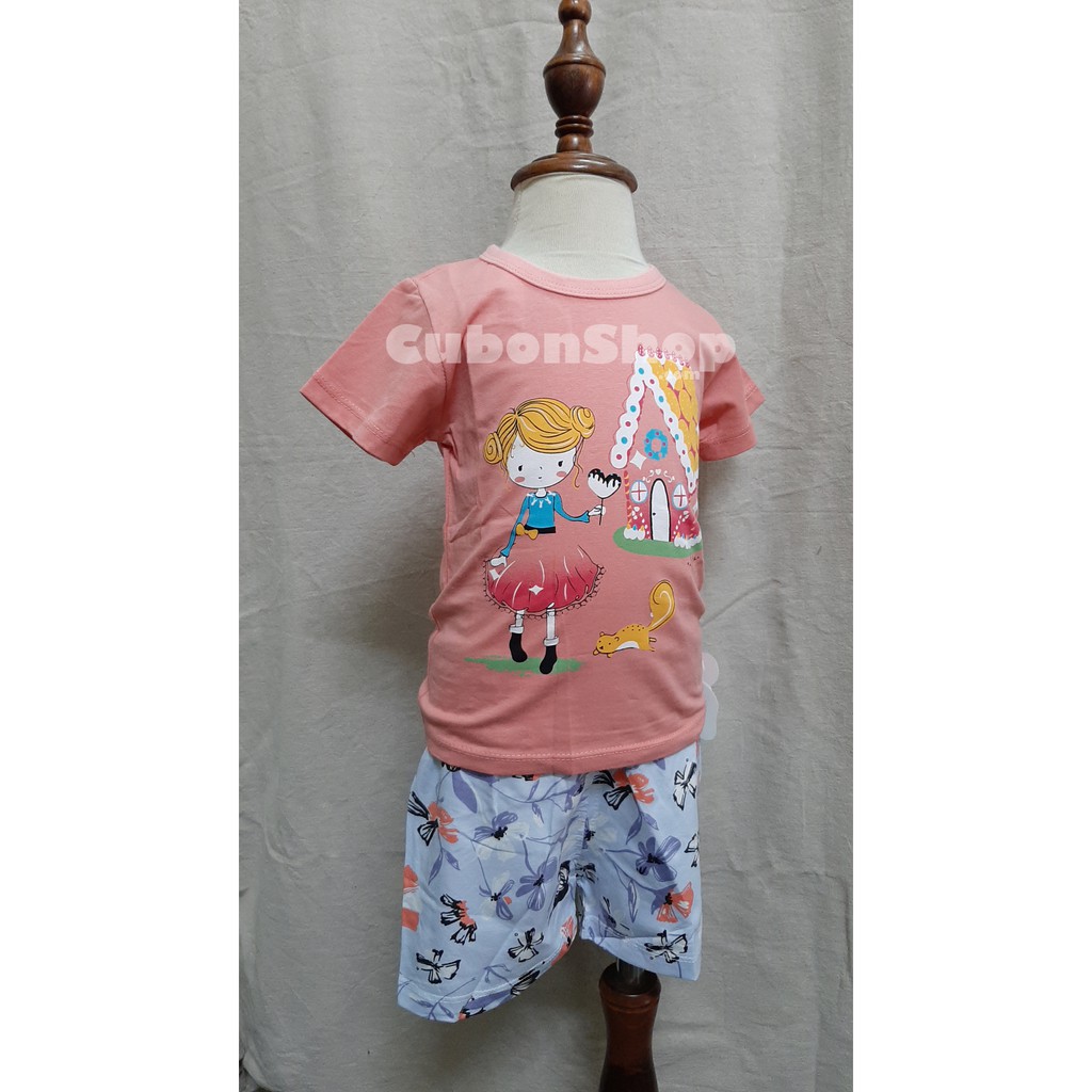 (Xả hàng)Bộ Cotton hình mùa hè siêu mát bé gái