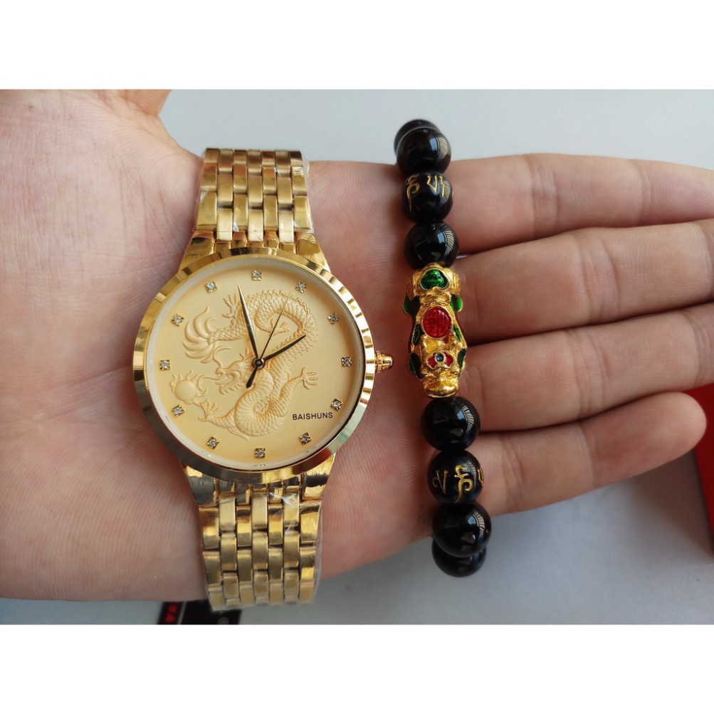 Đồng hồ nữ nam mặt rồng đính đá Baishuns cực chất giá cực rẻ