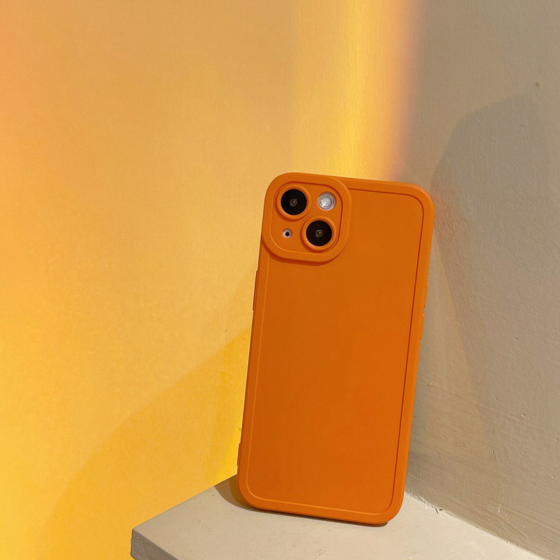Ốp điện thoại TPU mềm chống rơi màu cam thời trang thích hợp cho iPhone 7 8 Plus X Xr Xs 11 12 13 14 Pro Max Xr 14 Plus
