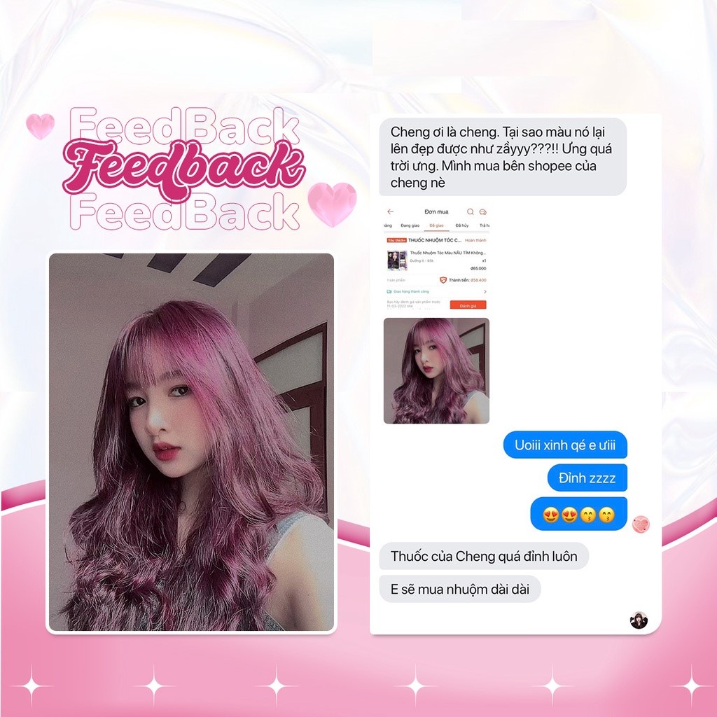 Thuốc Nhuộm Tóc Màu NÂU TÍM Không Tẩy | sáng da nâng tonee