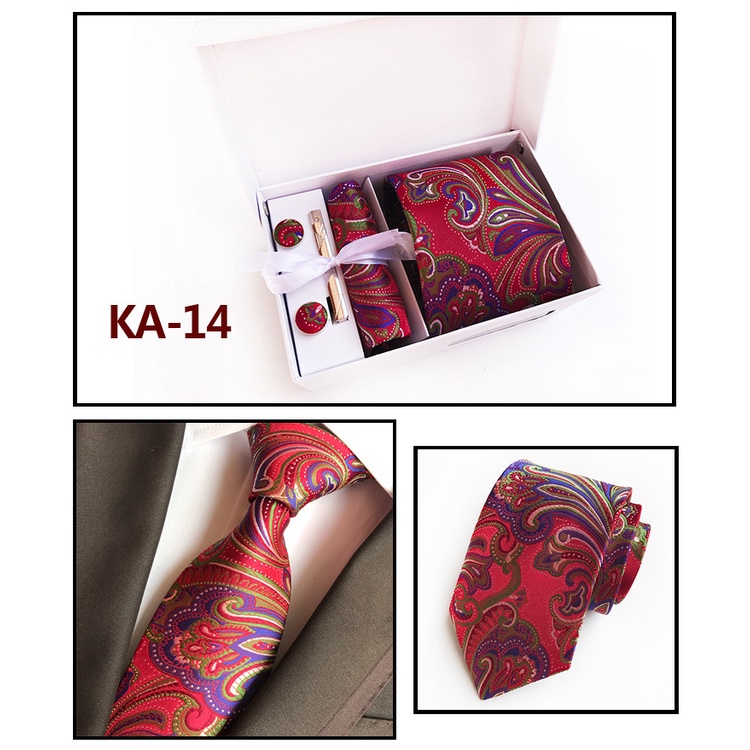 Bộ Kẹp Cà Vạt / Cà Vạt / Khăn Choàng Màu Đỏ 24h Sang Trọng Thích Hợp Làm Quà Tặng Cho Chú Rể