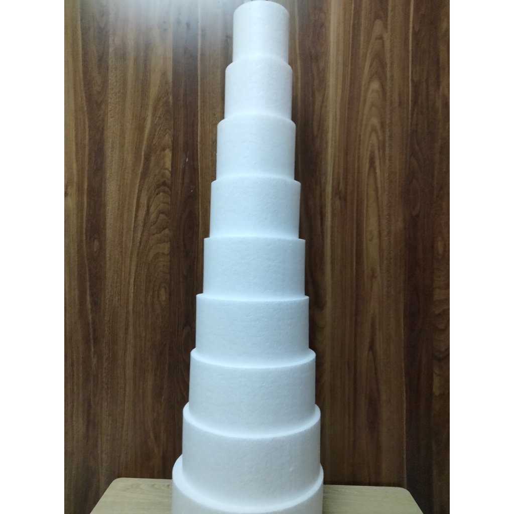 Xốp tròncứng cao 10cm luyện làm bánh kem, làm cháp ăn hỏi, chụp hình ( xốp cứng; H10cm)( shop nhận ship cod)