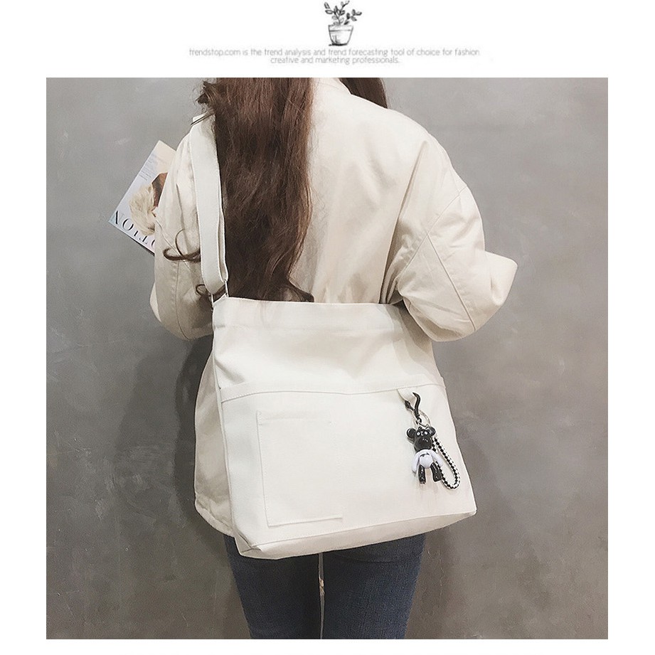 Túi tote đeo chéo đeo vai đi học vải canvas nữ CHEN túi vải a4 đựng laptop sách vở ulzzang tặng kèm sticker TX34